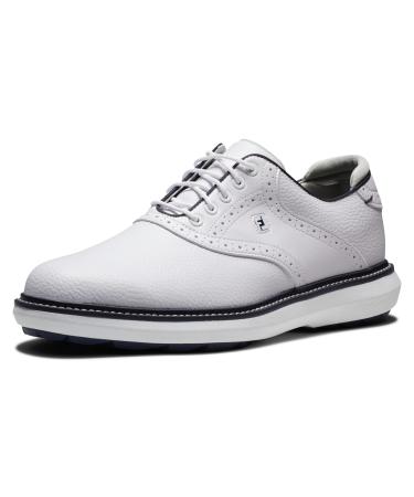 FootJoy Men's Fj Traditions Spikeless Golf Shoe 44 EU Wide White White Navy