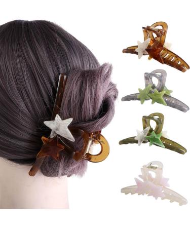 Vctitil Five-pointed Star Acrylic Hair Claws Hair Clips Ponytail Holders Shark Clip Barrettes Hair Accessories for Women Girl Thin Thick Hair(pink) - Buy Online on SooperMarket.com