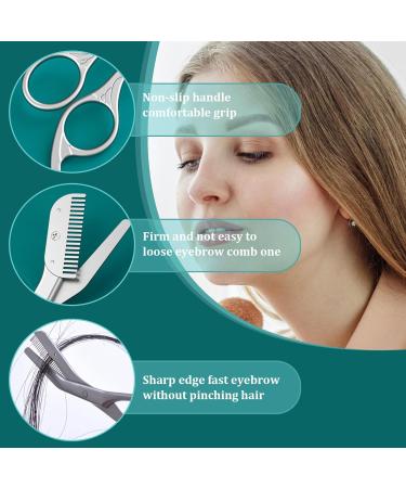 Eyebrow Scissors with Comb 5.63" Stainless steel Brow Scissors Rustproof Eye Brow Trimmer for Ladies Trimming Scissors with Non slip Handle for Home Travel Brow Scissors - Buy Online on SooperMarket.com