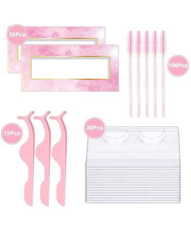 175 Piece Lash Packaging Wholesale Kit with Empty Boxes, Trays, Tweezers, and Brushes - Pink - Buy Online on SooperMarket.com
