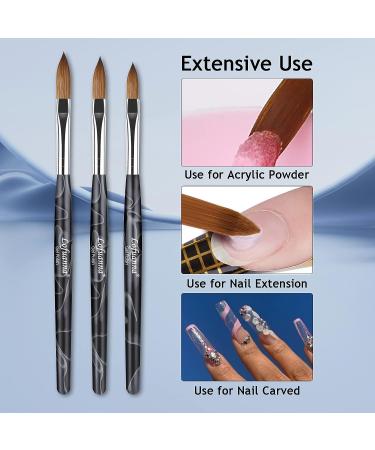 Lofuanna 3PCS Nail Acrylic Brushes Set - Size 10 12 14 | Professional Nail Art Drawing Brushes for Acrylic Application | Ideal for Nail Extension, Acrylic Powder Manicure | DIY at Home Salon - Buy Online on SooperMarket.com