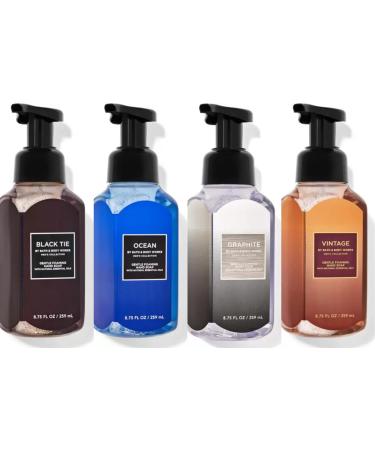 Bath and Body Works Mens Favorites Gentle Foaming Hand Soap - Black Tie Graphite Ocean Vintage 8.75 Fl Oz (Pack of 4)
