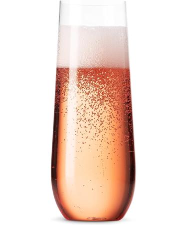 36 Pack Stemless Plastic Champagne Flutes - 9 Oz Clear Toasting Glasses | Shatterproof, Recyclable, BPA-Free - Munfix - Buy Online on SooperMarket.com
