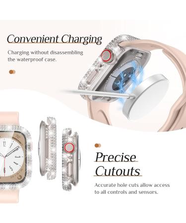 Goton 2-in-1 Waterproof Bling Case for Apple Watch 40mm - Full Glitter Diamond Rhinestone Bumper Cover for Women | Compatible with SE (2nd Gen), Series 6/5/4 - Clear - Buy Online on SooperMarket.com