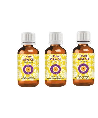 Dev Herbes Pure Olive Oil (Olea Europaea) natural therapeutic quality cold -pressed (Pack of Three) 100ml x 3 (10 oz) 100 ml (3 -pack)