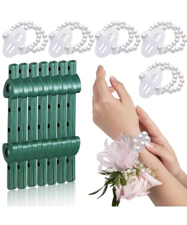 Floral Boutonniere Magnets Corsage Brooches Magnet and Elastic Pearl Wrist Bands Wristlets Corsage Accessories for Handmade Wedding Prom Bride Boutonnieres Corsage (14)