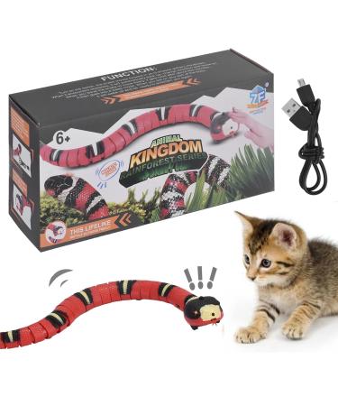 Offfay Smart Sensing Snake Toy for Cats Interactive Cat Snake Toy Intelligent Electronic Toy with USB Cable Party Halloween Tricky Realistic Fake Snake Toy for Cats Dogs Pet
