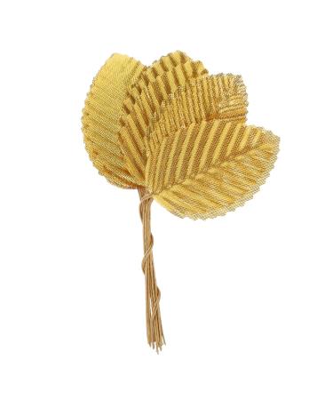 CORHAD 200pcs Faux Flowers Leaf Faux Crafts Leaves Fabric Floral Leaves Snowflakes Silicone Molds Boutonniere Leaves Home Supply Corsage Leaf Office Polyester Small Leaves Charm 10.5X3.2cm Golden