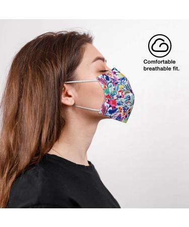 NU R Floral 3 Ply Disposable Face Mask with Filter Layer - 10pcs, Elastic Earloop, Retail Sealed Bags - FLORAL-018 - Buy Online on SooperMarket.com