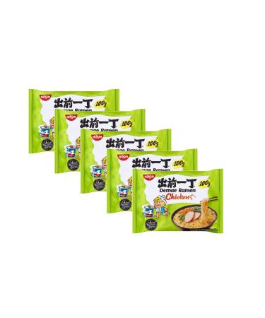 NISSIN Chicken Flavour Demae Ramen Instant Noodles 100g (Pack of 5) by CNMART 5 count (Pack of 1)
