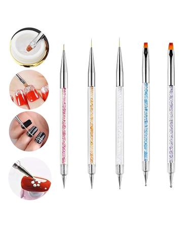 5 Pcs Nail Art Brush Set - Multicolored Nail Design Liner & Dotting Pens for UV Gel & Acrylic Nails | Best Nail Accessories - Buy Online on SooperMarket.com
