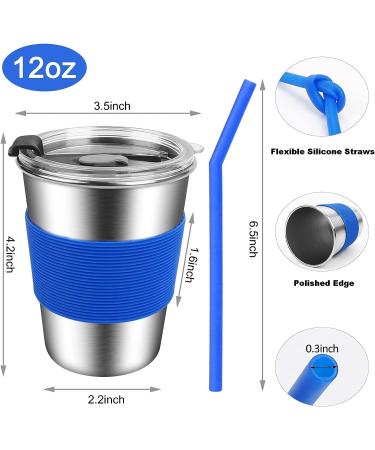 Vermida Kids 12oz Stainless Steel Cups with Straws and Lids - Spill Proof Tumbler for Toddlers - Metal Sippy Cups for School and Outdoor Activities - Green/Orange/Blue (Pack of 3) - Buy Online on SooperMarket.com