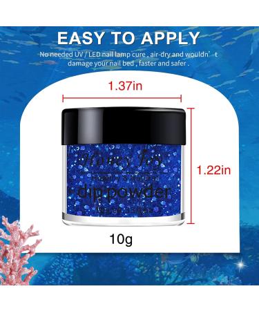 Honey Joy Dip Powder Nail Kit - Starter Set 4 Colors - Navy Blue, Sky Blue, Purple Glitter - No LED Lamp Needed - 7pcs Set for DIY Manicure - Buy Online on SooperMarket.com