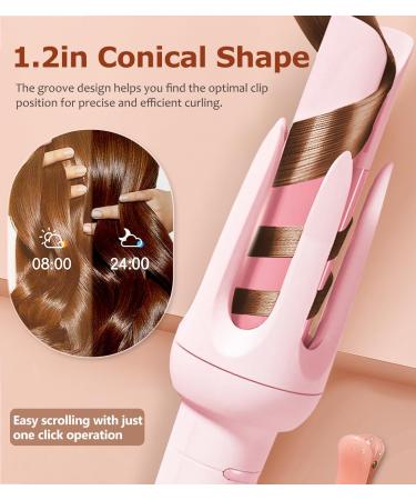 Auto Hair Curler - Automatic Curling Iron with 4 Temperature Settings & 3 Timer - Anti-Scald Anti-Tangle - Perfect for Hair Styling - Pink - Buy Online on SooperMarket.com