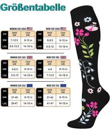 Blongw Compression Stockings for Men - 6 Pairs Knee Support Socks for Sports Travel Running & Cycling | A7-Assorted 05 S-M - Buy Online on SooperMarket.com