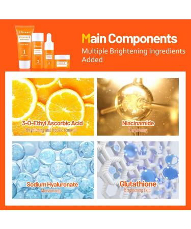 mercham Skincare Set Gifts for Teenage Girls-Vitamin C Serum for Womens Gift Sets Includes Cleanser-Toner-Serum-Face Cream Moisturizing & Brightening Facial Kit Preppy Skincare Set - All Skin Types - Buy Online on SooperMarket.com