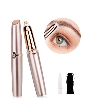 Eyebrow Hair Remover Painless-Precision Eyebrow Trimmer for Women Portable Eyebrow Hair Removal Razor Tool with Light - Gold