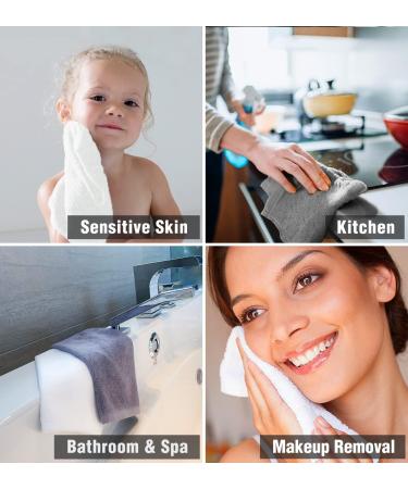 SUMMERMIA 12 Pack Bamboo Washcloths 13x13 - Soft Face and Body Wash Cloths (White) - Buy Online on SooperMarket.com