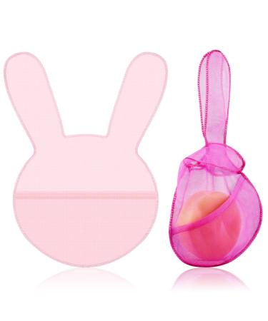 2 Pcs Beauty Shampoo Conditioner Bar Pouch Mesh Shampoo Conditioner Bar Pouch Rabbit Shape Travel Bar Soap Holder Loofah Bubble Foam Net for Body Shower Bath Exfoliating (Light Pink  Rose Pink)