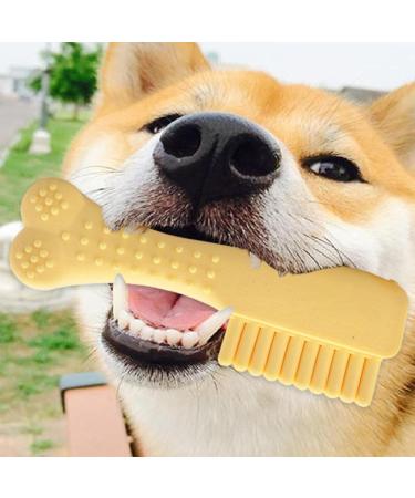Skuda Kielzeugkamm: Interactive Dog Toy for Puppies - Tough Natural Chew Teeth Cleaning & Boredom Buster for Medium & Large Breeds (Yellow) - Buy Online on SooperMarket.com