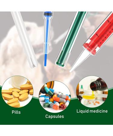 4-Piece Pet Pill Shooter Syringe Dispenser Set for Cats Dogs - Safe Reusable Medical Feeding Tool in Blue, Green, Red & White - Buy Online on SooperMarket.com