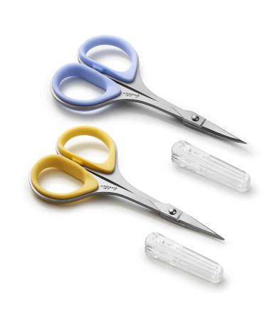 Beaditive Sewing and Embroidery Scissors Set (2 Pc.) Curved and Straight, Sharp, Stainless-Steel Design | Precision Tips, Ergonomic Rubber Handle Grip | Small, Compact DIY Use (Extra Sharp)