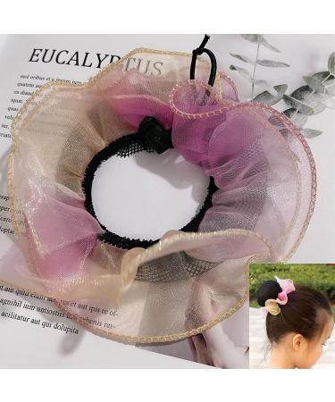 AsggBah 3pcs Colored Hair Net Bun Covers with Flower Deco | Dance Snood Hair Accessories for Dancers & Skaters - Large Size - Buy Online on SooperMarket.com