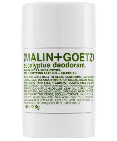 Malin + Goetz Deodorant - Men & Women's Stick Deodorant Scented Deodorant for All Skin Types Natural Fragrance & Color Aluminum Free Natural Deodorant Eucalyptus 1 Ounce (Pack of 1)