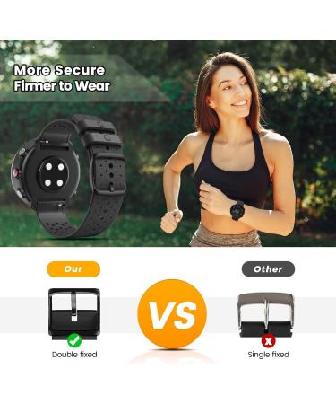 ANBEST Silicone Strap for Polar Vantage M & M2 | Sport Replacement Bracelet for Polar Grit X - Black - Buy Online on SooperMarket.com