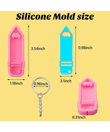 Pencil Shape Silicone Molds Set with Keychain Rings for Jewelry Making and Crafts - Pink - Buy Online on SooperMarket.com