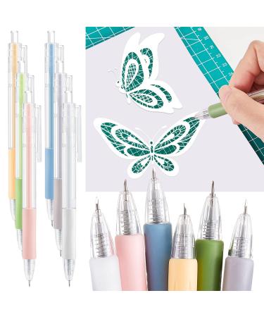Craft Cutting Tool Paper Pen Cutter Knife Creative Retractable Hobby Knife Blade Art Utility Precision Paper Cutting Carving Tools with Pocket Clip for DIY Drawing Scrapbooking, 6 Colors (6)