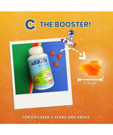 allKiDz Vitamin C Gummies for Kids Children 150mg Immune Booster Antioxidant Bones Teeth Supplement Vegan Pectin Plant-based Great Tasting Rocket-shaped Gummies Orange Pineapple Flavour 80 Count - Buy Online on SooperMarket.com