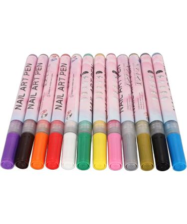 12 Pieces 3D Nail Polish Pens 0.5 mm Tip Bright Colours Easy to Use 3D Nail Art Pen Set for Party Family Salon - Buy Online on SooperMarket.com