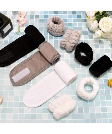 Adonop Spa Headband 9 Pack - Soft Adjustable Towel Set for Makeup and Skincare - Black/White/Gray - Buy Online on SooperMarket.com
