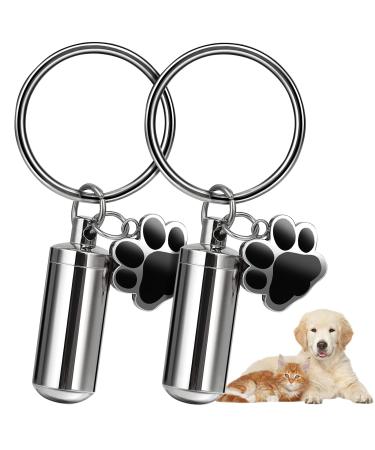 2Pcs Dog Urn Keychain for Ashes Stainless Steel Pet Ashes Keepsake Urns Keychain for Dogs Cats Personalized Mini Pet Ashes Keepsake Pet Dog Cat Cremation Memorial Urn Keychain
