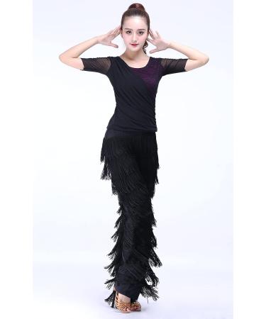 JEZISYMA Women's Tassels Fringe Dance Pants - Medium Black - Buy Online on SooperMarket.com