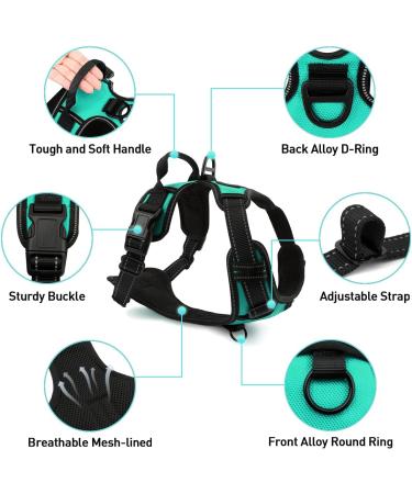 Joytale Large Dog Harness - Reflective Soft Padded & Adjustable | Breathable Control Handle | Turquoise XL for Safe Comfortable Training - Buy Online on SooperMarket.com