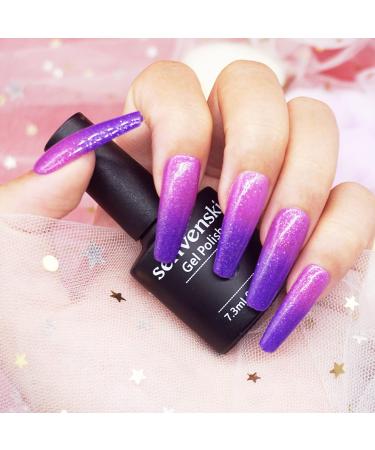 Senvenski Color Changing Gel Nail Polish Blue Pink Purple Glitter Mood Chameleon Thermal Temperature Gift Set UV LED Art Manicure Varnish (WB001) - Buy Online on SooperMarket.com