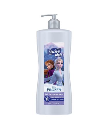 Suave Kids 3 in 1 Enchanted Berry Shampoo Conditioner & Body Wash Dermatologist Tested and Tear-free 28 Oz (Pack of 4)