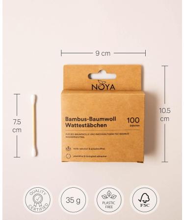 Noya Organic Cotton Buds - 100 Pcs Plastic-Free Biodegradable FSC Certified Bamboo - Buy Online on SooperMarket.com
