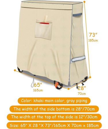 SOKINGCOVER Waterproof Table Tennis Table Cover with Pocket and Zipper - 65x28x73 Inches (Khaki) - Buy Online on SooperMarket.com
