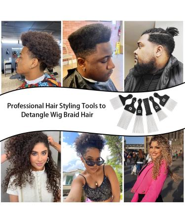 6 Pack Metal Afro Picks for Curly Hair - Hairdressing Tool for Styling Men and Women - Black - Buy Online on SooperMarket.com