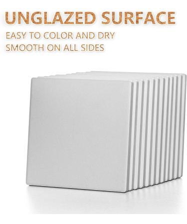 COYMOS Ceramic Tiles for Crafts Coasters - 12Pcs Blank Unglazed White Tiles - Alcohol Ink, Acrylic Pouring - 4x4 inch, 24pc Assortment with Cork Backing - Buy Online on SooperMarket.com