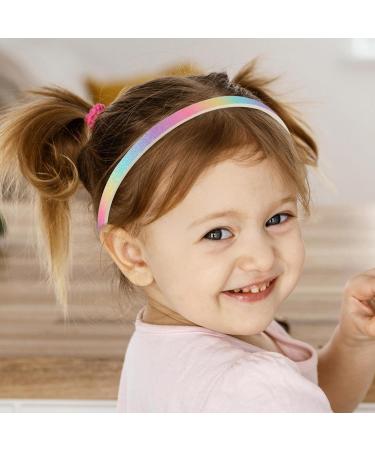 WLLHYF Glitter Headband 4pcs Plastic Sparkly Cute Non Slip Chunky Hairbands Thick Bling Confetti Rainbow Hair Bands with Teeth Little Girls Colorful Hair Accessories (Solid color - black tail) - Buy Online on SooperMarket.com