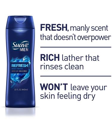 Suave Men Refreshing Masculine Scent Body Wash 15 oz - Pack of 6 - Buy Online on SooperMarket.com