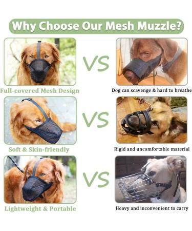 Adjustable Soft Dog Muzzle - Ideal for Small Medium & Large Dogs | Prevent Biting Licking Chewing | Perfect Fit for Snouts 9 -10 | International Shipping - Buy Online on SooperMarket.com