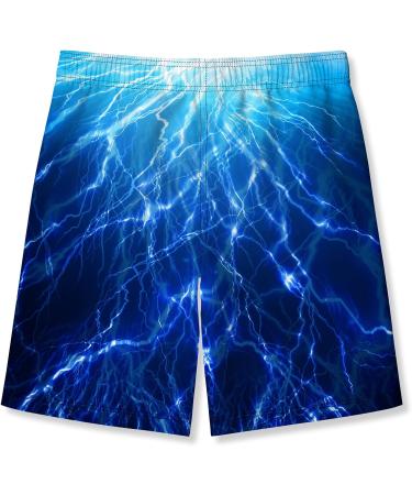Buy Tuonroad Boys' 3D Print Swimming Shorts | Fast Drying & Funny Beach Trunks for Ages 5-14 | Blue Lightning Design - Buy Online on SooperMarket.com