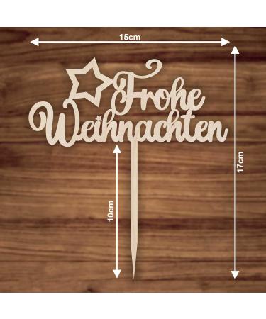 Merry Christmas Star Cake Topper - Wooden Cake Decoration for Christmas Celebrations - Buy Online on SooperMarket.com