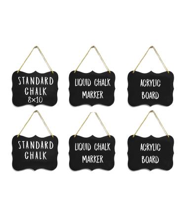 Large Hanging Chalkboard Sign 8x10 | Acrylic | Double Sided for Standard Chalk & Other Side for Liquid Chalk Marker Erasable-for Wedding, Wall Decor, Kitchen Pantry, Menus, (6)