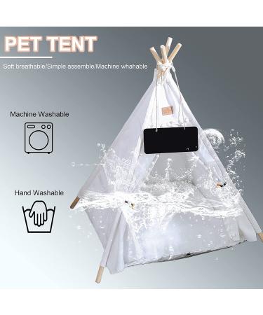 GeerDuo Portable Pet Teepee Tent for Small Dogs/Cats - Washable Sweet Bed with Cushion - White 24 - Buy Online on SooperMarket.com